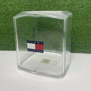 VTG 90s Tommy Hilfiger Clear Acrylic Tissue Box Holder Case - Colorblock Logo